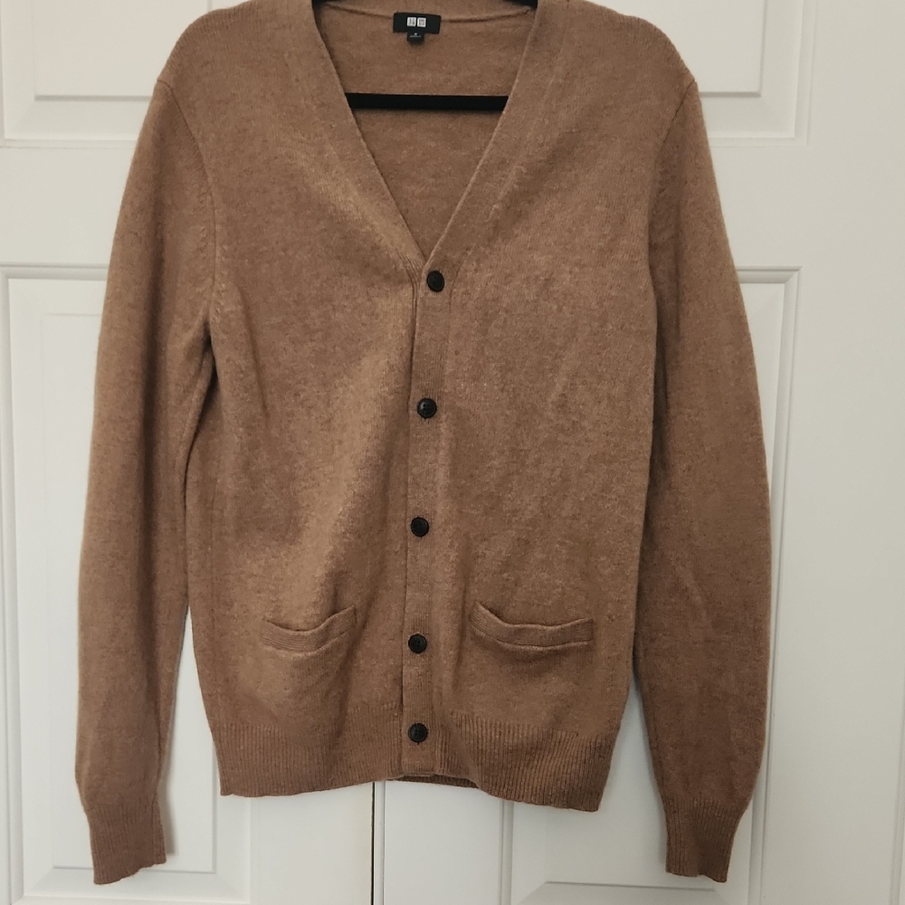 Uniqlo Tan Cardigan V-Neck Soft Knit